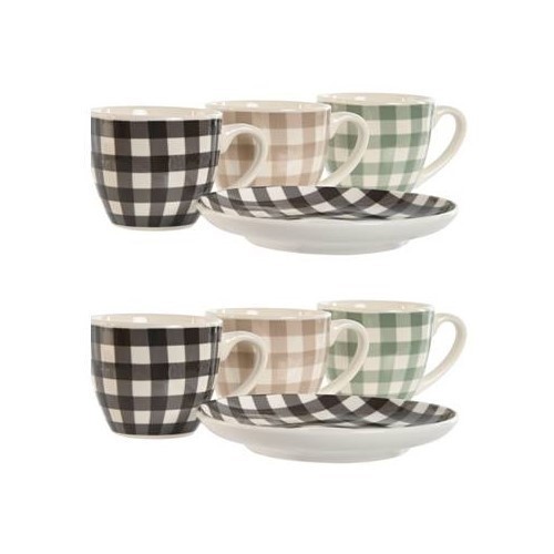 SET 6 TAZAS CAFE ITEM VICHY 9CL C/PLATOS